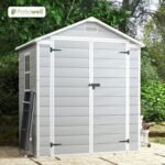 6×4 FT Plastic Outdoor Shed – Light Grey Resin Garden Storage - Image 2