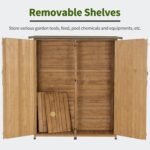 Wood Tool Shed – 2 Lockable Doors for Patio & Lawn (Natural) - Image 4