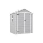 6×4 FT Plastic Outdoor Shed – Light Grey Resin Garden Storage
