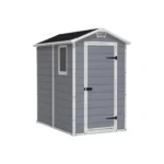 Manor 4×6 Resin Storage Shed – Grey & White Outdoor Organizer
