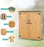 Large Wooden Storage Shed – Teak Patio Tool Cabinet with Locks - Image 4
