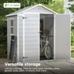 6×4 FT Plastic Outdoor Shed – Light Grey Resin Garden Storage - Image 7